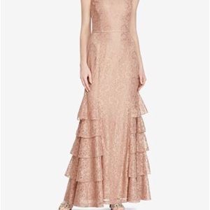 Ralph Lauren Rose Gold Lace Evening Dress Size 10